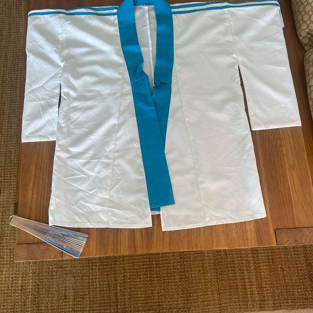 White Kimono Adidas Jacket with Teal Trim - Picture 13 of 16